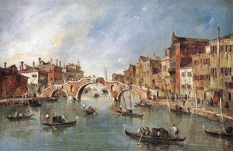 Francesco Guardi Three Arched Bridge at Cannaregio Spain oil painting art